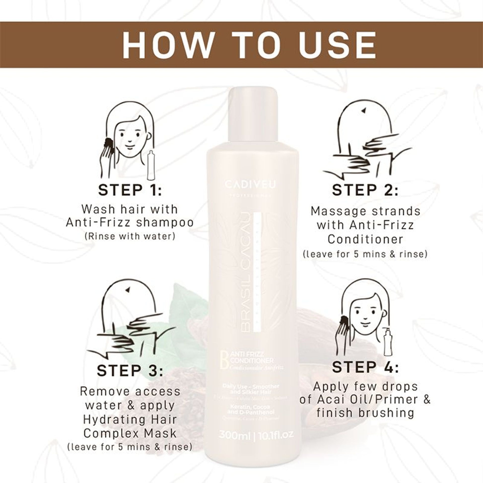Cadiveu Brasil Cacau Anti Frizz Conditioner For Dry & Frizzy Hair