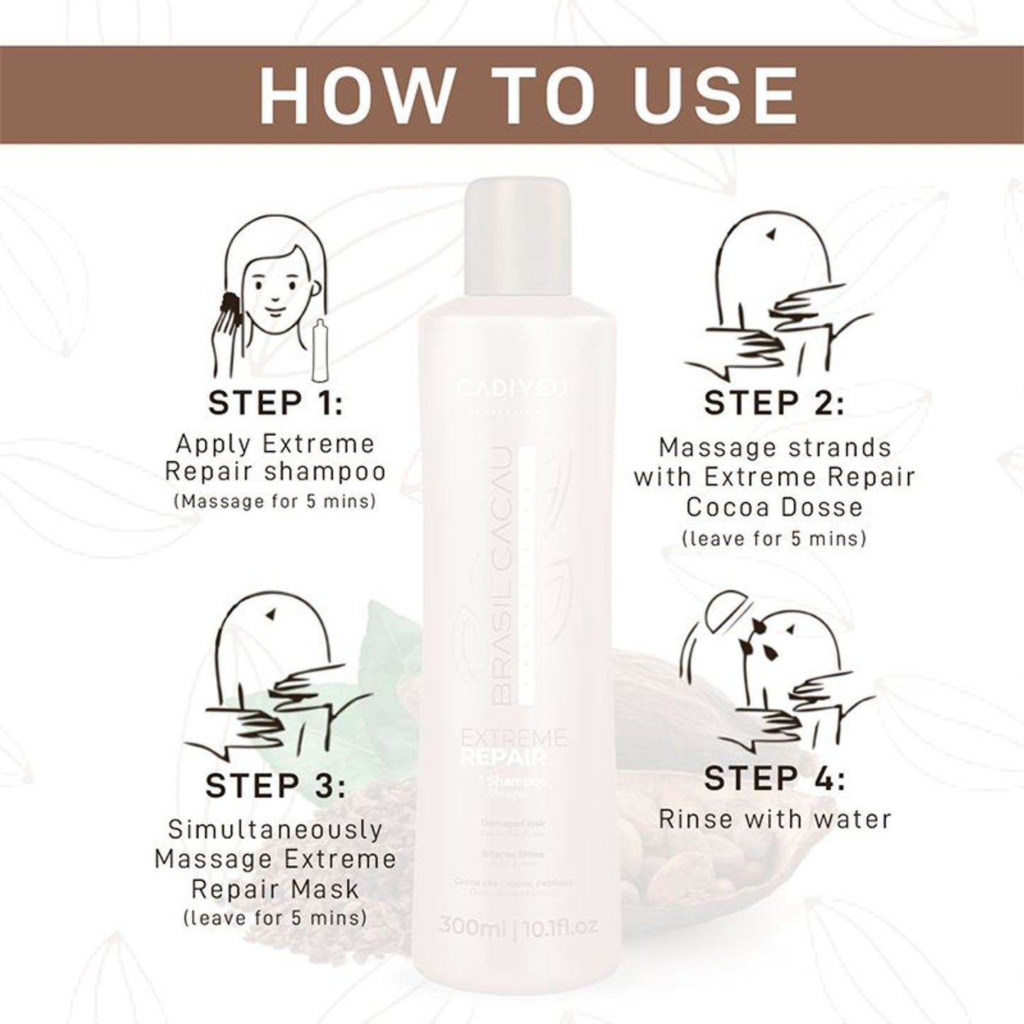 Cadiveu Brasil Cacau Professional Extreme Repair Shampoo Sulfate Free For Damaged Hair