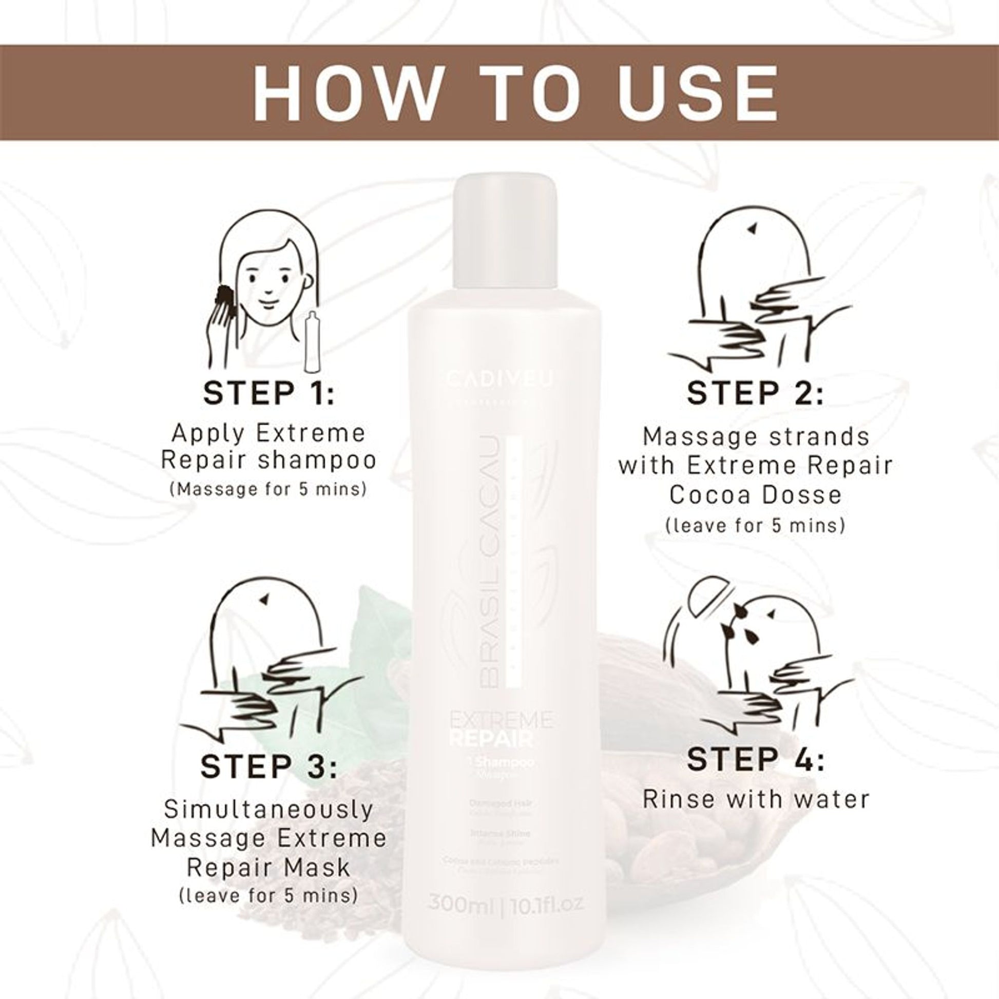 Cadiveu Brasil Cacau Professional Extreme Repair Shampoo Sulfate Free For Damaged Hair