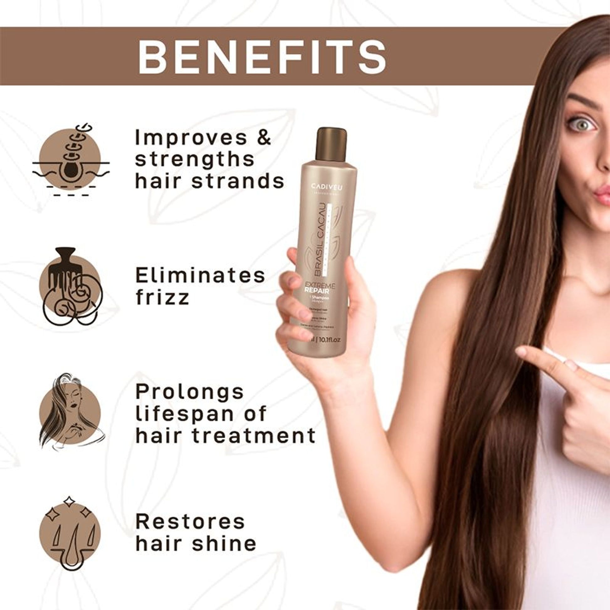 Cadiveu Brasil Cacau Professional Extreme Repair Shampoo Sulfate Free For Damaged Hair