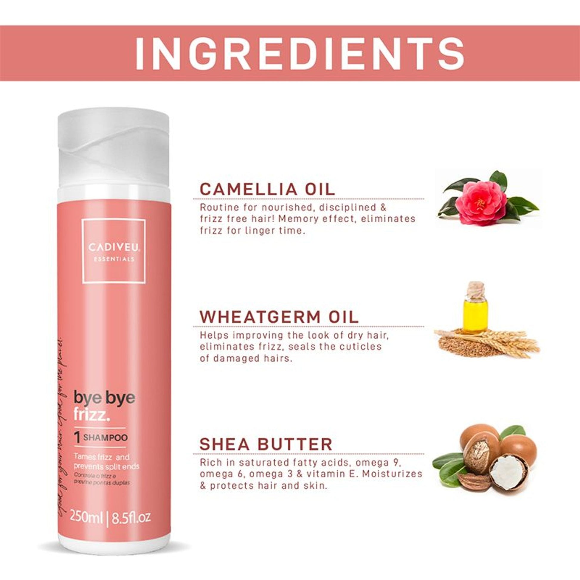 Cadiveu Bye Bye Frizz Shampoo For 72 Hours Frizz Free Hair