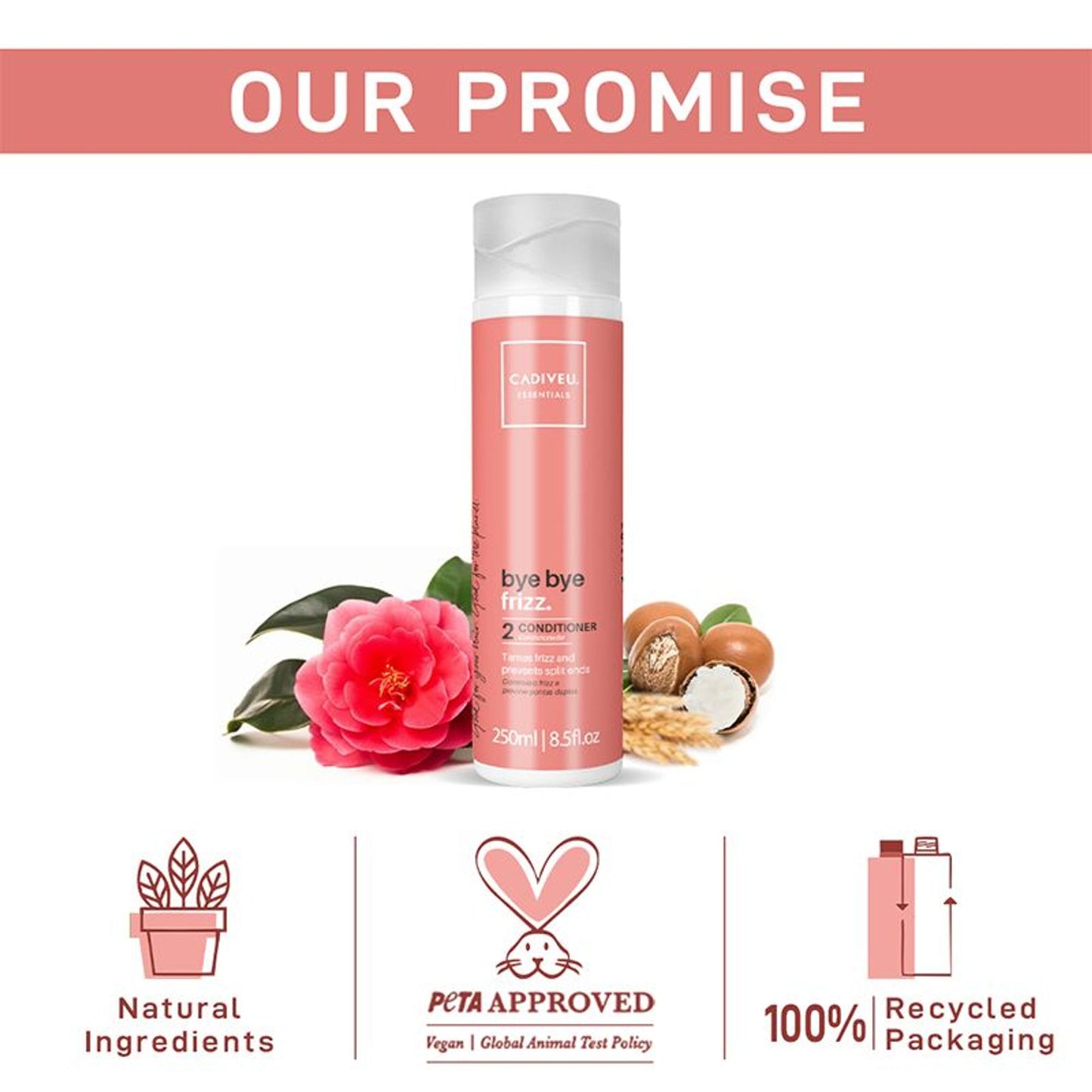Cadiveu Bye Bye Frizz Conditioner For 72 Hours Frizz Free Hair