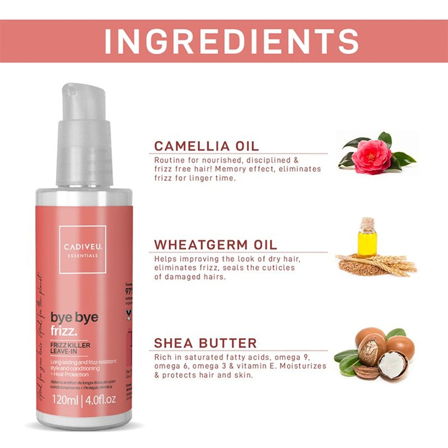 Cadiveu Bye Bye Frizz Leave In Frizz Killer Hair Serum For Frizzy Hair