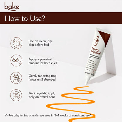 BAKE BrightErase under eye cream with 2% caffeine for reducing dark circles, puffiness, and fine lines around the eyes.