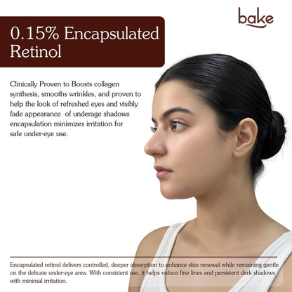 BAKE BrightErase Under Eye Cream with 2% caffeine reduces dark circles, puffiness, and fine lines in a sleek tube.