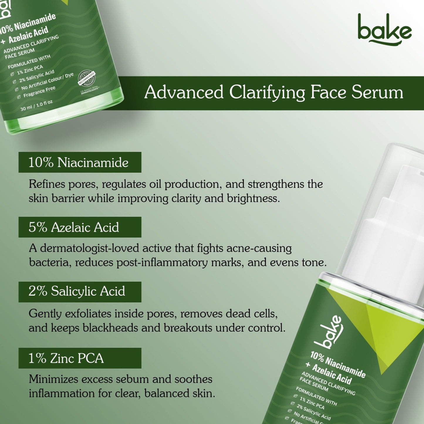 Bake 10% Niacinamide & Azelaic Acid Face Serum For Acne Scars & Dark Spots