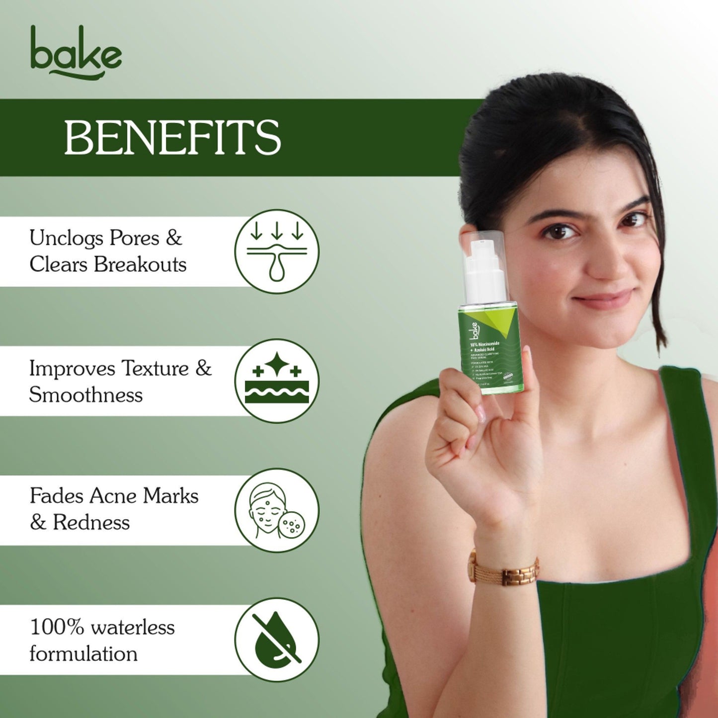 Bake 10% Niacinamide & Azelaic Acid Face Serum For Acne Scars & Dark Spots