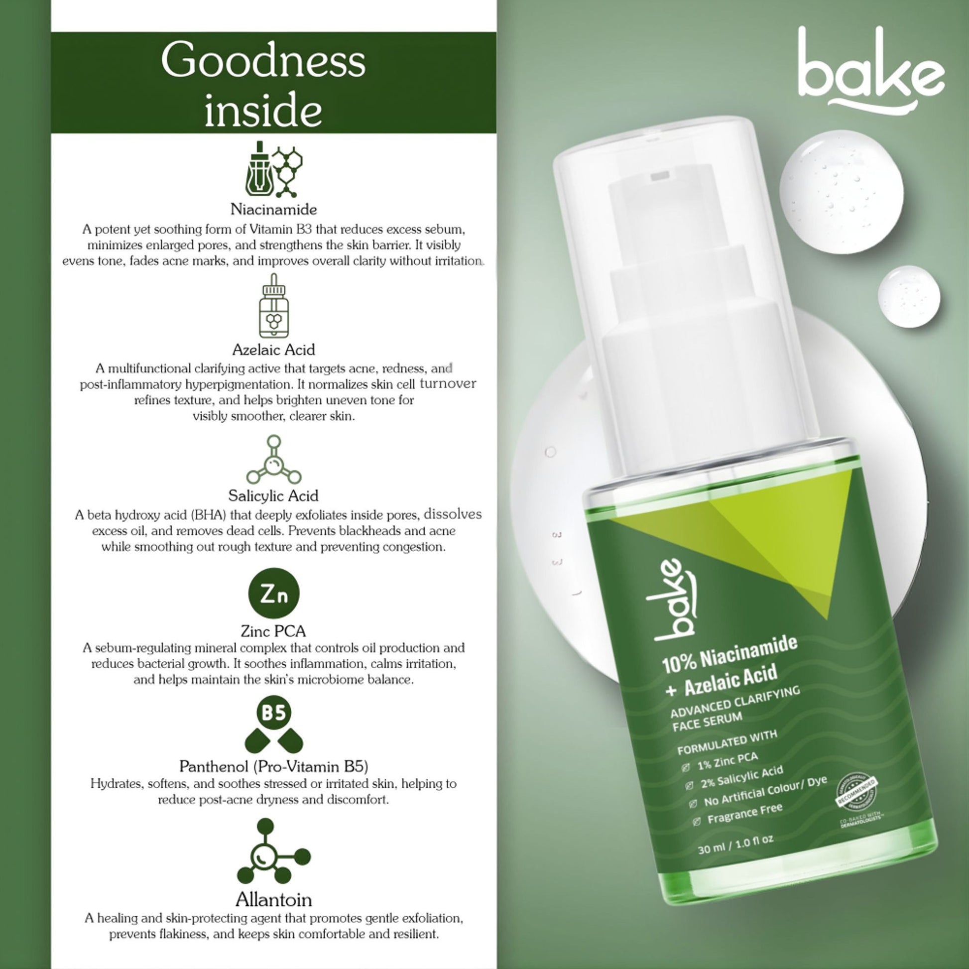 Bake 10% Niacinamide & Azelaic Acid Face Serum For Acne Scars & Dark Spots