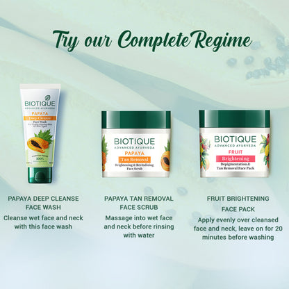 Biotique Bio Papaya Face Wash for all skin types in a pack of 2, featuring a clear bottle with papaya extract and gentle foaming.