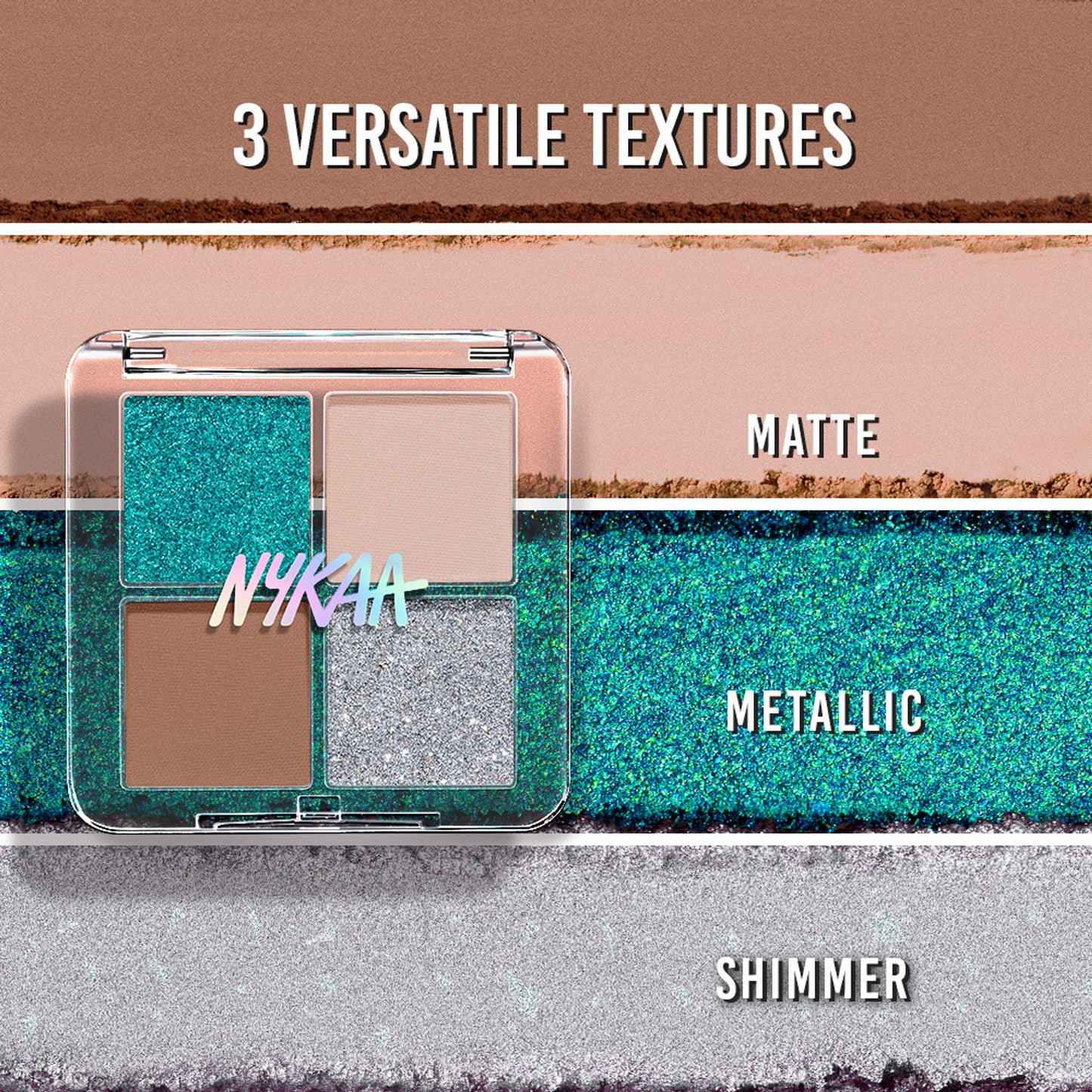 Nykaa Stardust Multi-Texture Holographic Quad Eyeshadow Palette - Cyber Baddie