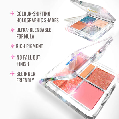 Nykaa Stardust Multi-Texture Holographic Quad Eyeshadow Palette - Cyber Baddie