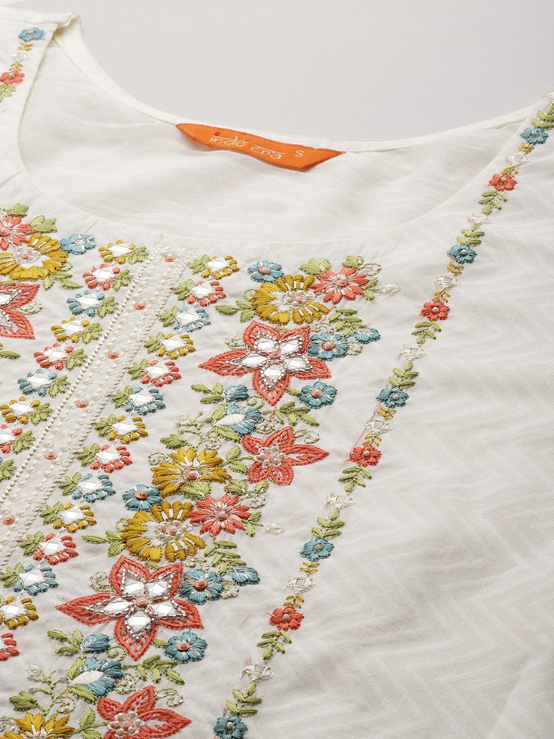 Dhiyona IE Women Embroidered Thread Work Pure Cotton Kurta with Trousers & With Dupatta