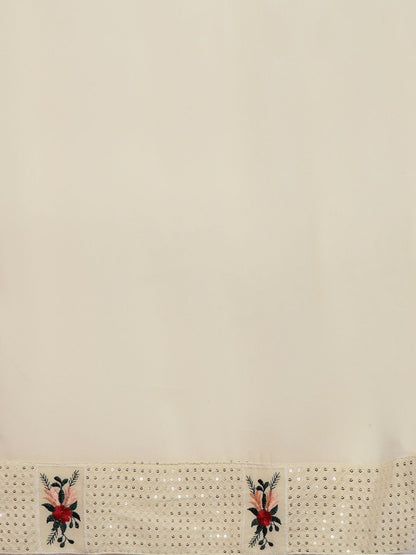Indyancart IE Women Floral Embroidered Regular Sequinned Kurta with Sharara & With Dupatta