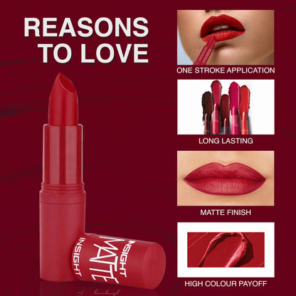 Insight Cosmetics Matte Lipstick, 1 Stroke Application, Long Lasting - A8 Berry Dance