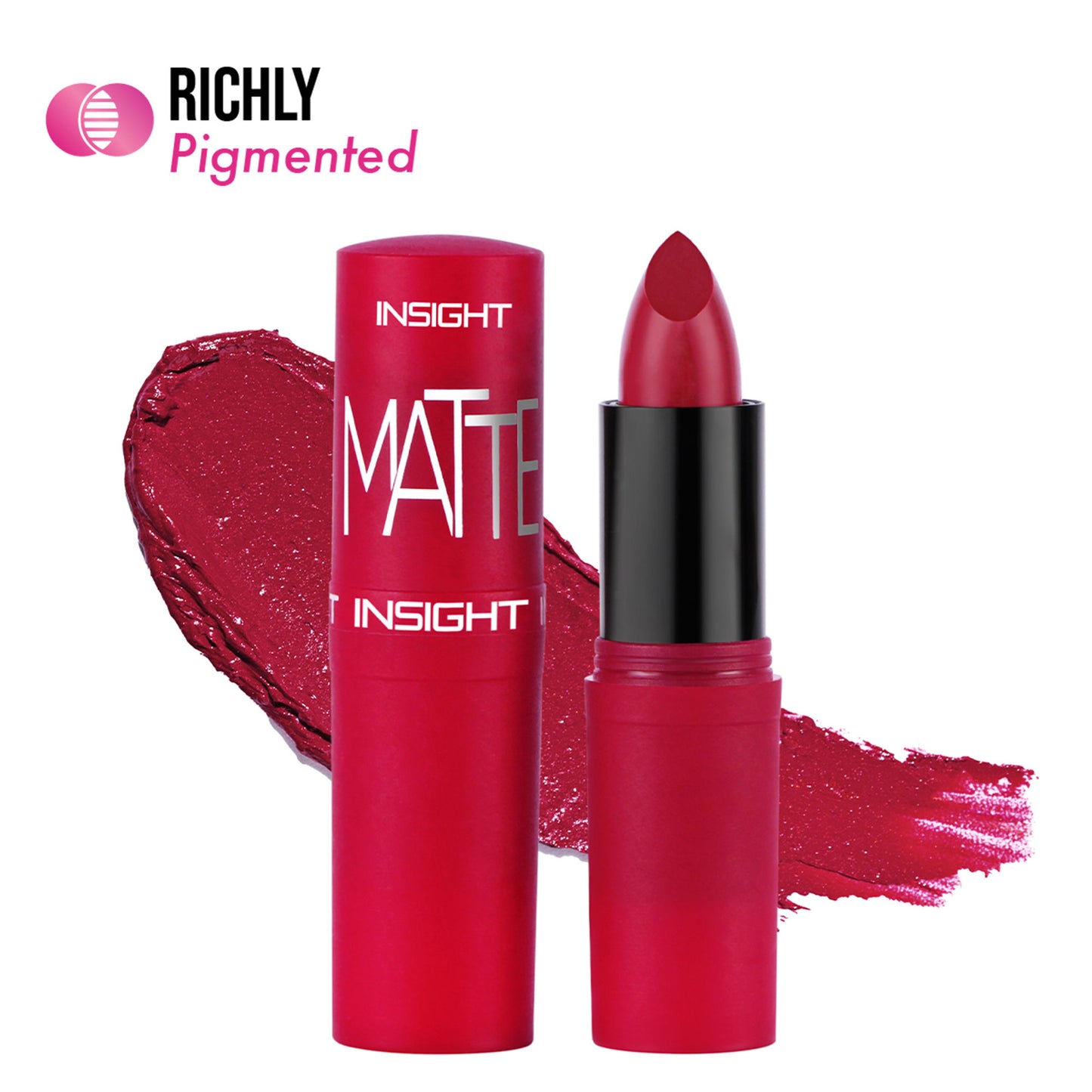 Insight Cosmetics Matte Lipstick, 1 Stroke Application, Long Lasting - A26 Pink Me Red