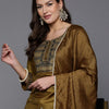Indyancart IE Women Yoke Design Regular Mirror Work Kurta with Trousers & With Dupatta