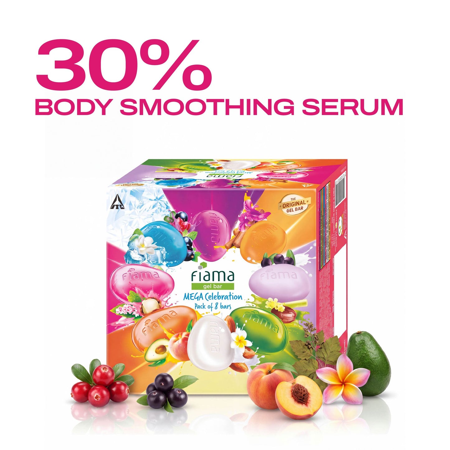 Fiama Mega Celebration Pack | 8 Gel Bar Variants | Gift Pack | 30% Smoothing Body Serum