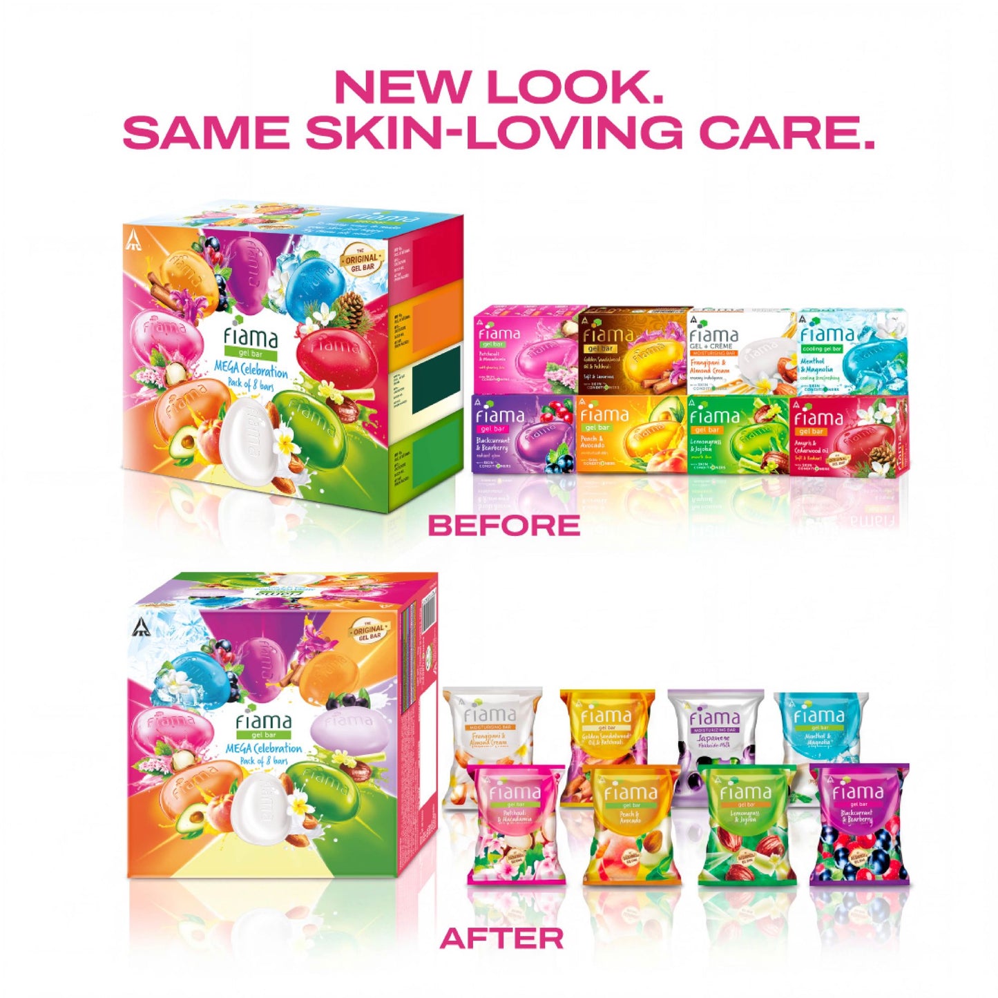 Fiama Mega Celebration Pack | 8 Gel Bar Variants | Gift Pack | 30% Smoothing Body Serum