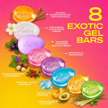 Fiama Mega Celebration Pack | 8 Gel Bar Variants | Gift Pack | 30% Smoothing Body Serum