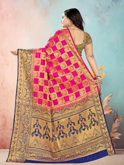 Indyancart RV Women's Banarasi Silk With Jacquard Print Saree  ( KVD681 )