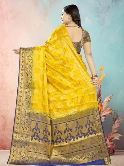 Indyancart RV Women's Banarasi Silk With Jacquard Print Saree  ( KVD682 )