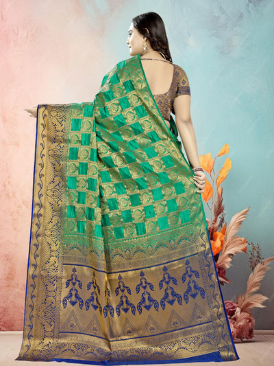Indyancart RV Women's Banarasi Silk With Jacquard Print Saree  ( KVD683 )