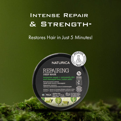Naturica Repairing Deep Mask for Dry and Damaged Hair, Revitalize with Keratin & Pistachio Oil