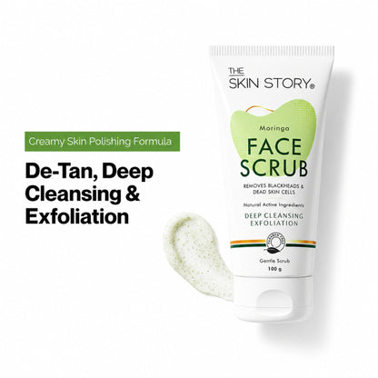 The Skin Story Moringa Gentle Face Scrub For Fresh Clear Skin Removes Blackheads Dead Skin Cells Tan