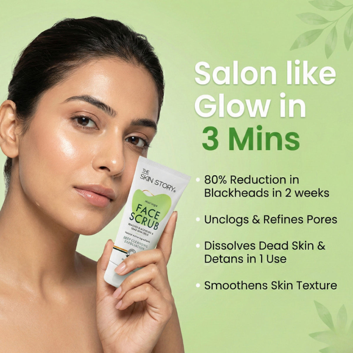The Skin Story Moringa Gentle Face Scrub For Fresh Clear Skin Removes Blackheads Dead Skin Cells Tan