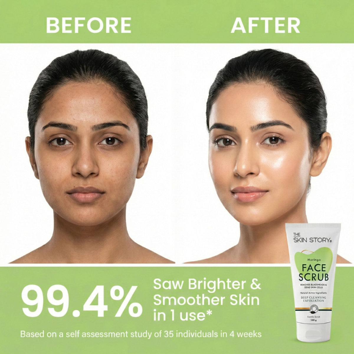 The Skin Story Moringa Gentle Face Scrub For Fresh Clear Skin Removes Blackheads Dead Skin Cells Tan
