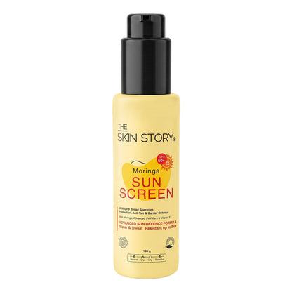 The Skin Story Moringa Face Sunscreen SPF 50+ PA+++ For Detan, Anti-Aging, No White Cast, Non Sticky