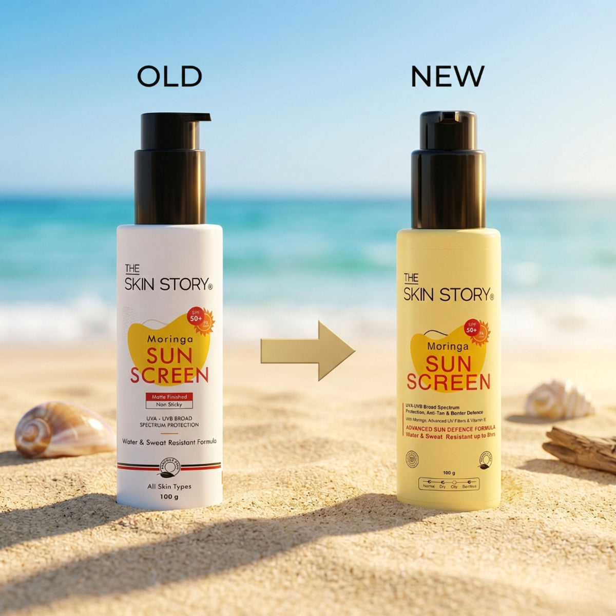 The Skin Story Moringa Face Sunscreen SPF 50+ PA+++ For Detan, Anti-Aging, No White Cast, Non Sticky