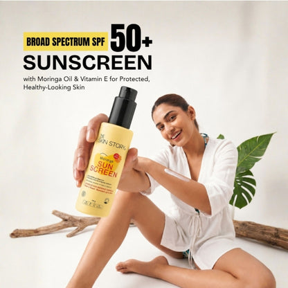 The Skin Story Moringa Face Sunscreen SPF 50+ PA+++ For Detan, Anti-Aging, No White Cast, Non Sticky
