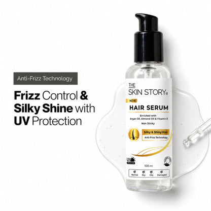 The Skin Story Anti Frizz Hair Serum For Smooth Shiny Silky Hair With UV Protection Vit E Argan Oil