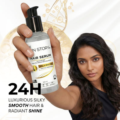 The Skin Story Anti Frizz Hair Serum For Smooth Shiny Silky Hair With UV Protection Vit E Argan Oil