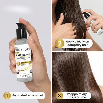 The Skin Story Anti Frizz Hair Serum For Smooth Shiny Silky Hair With UV Protection Vit E Argan Oil