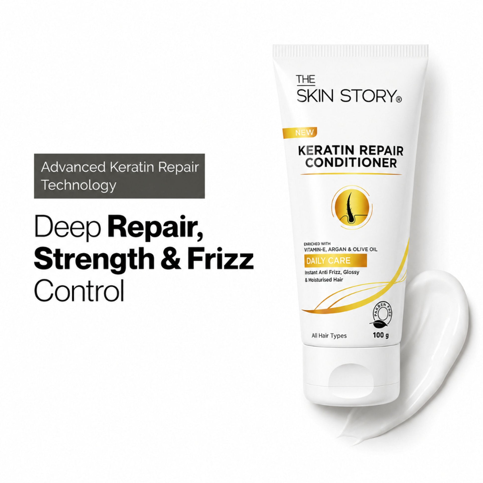 The Skin Story Sulphate Free Anti Frizz Keratin Hair Conditioner, Instant Gloss Smooth Shine, Vit E