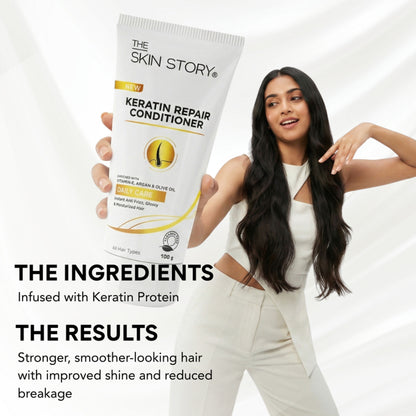 The Skin Story Sulphate Free Anti Frizz Keratin Hair Conditioner, Instant Gloss Smooth Shine, Vit E