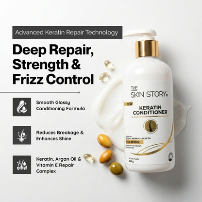 The Skin Story Sulphate Free Anti Frizz Keratin Hair Conditioner, Instant Gloss Smooth Shine, Vit E