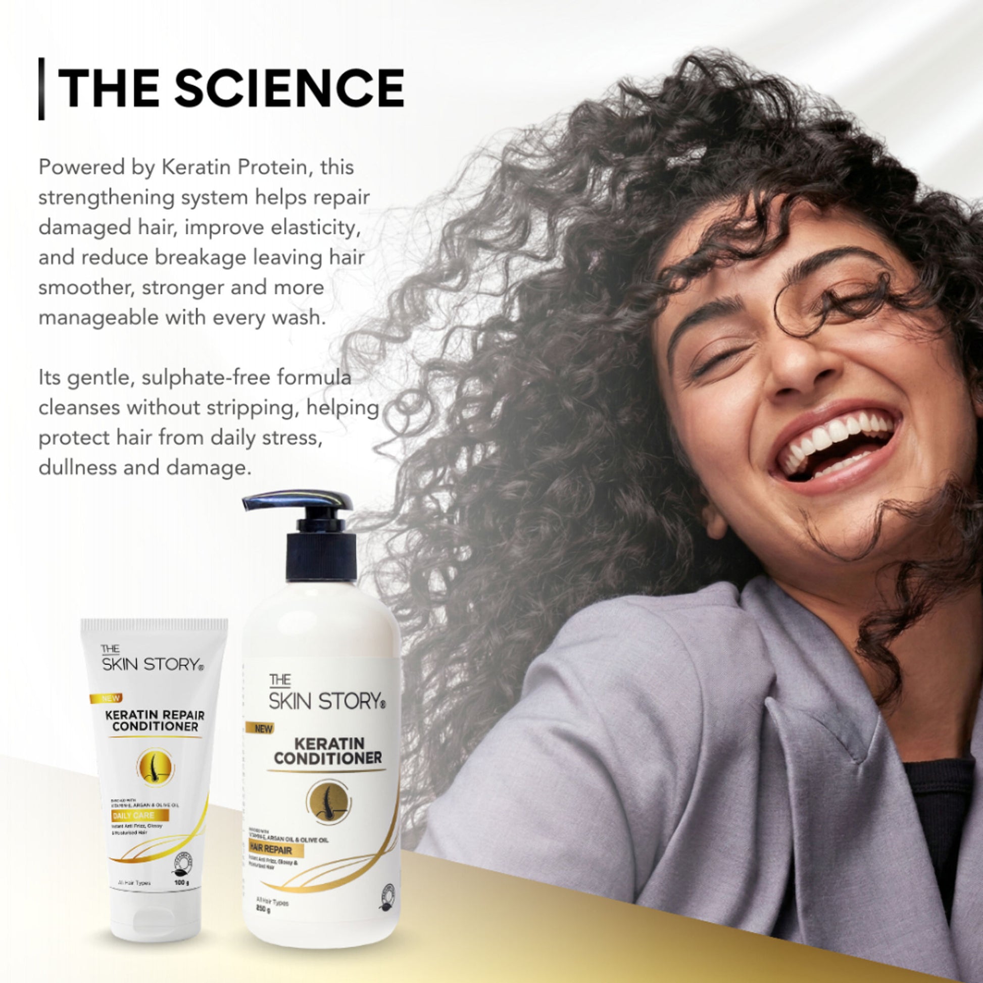 The Skin Story Sulphate Free Anti Frizz Keratin Hair Conditioner, Instant Gloss Smooth Shine, Vit E