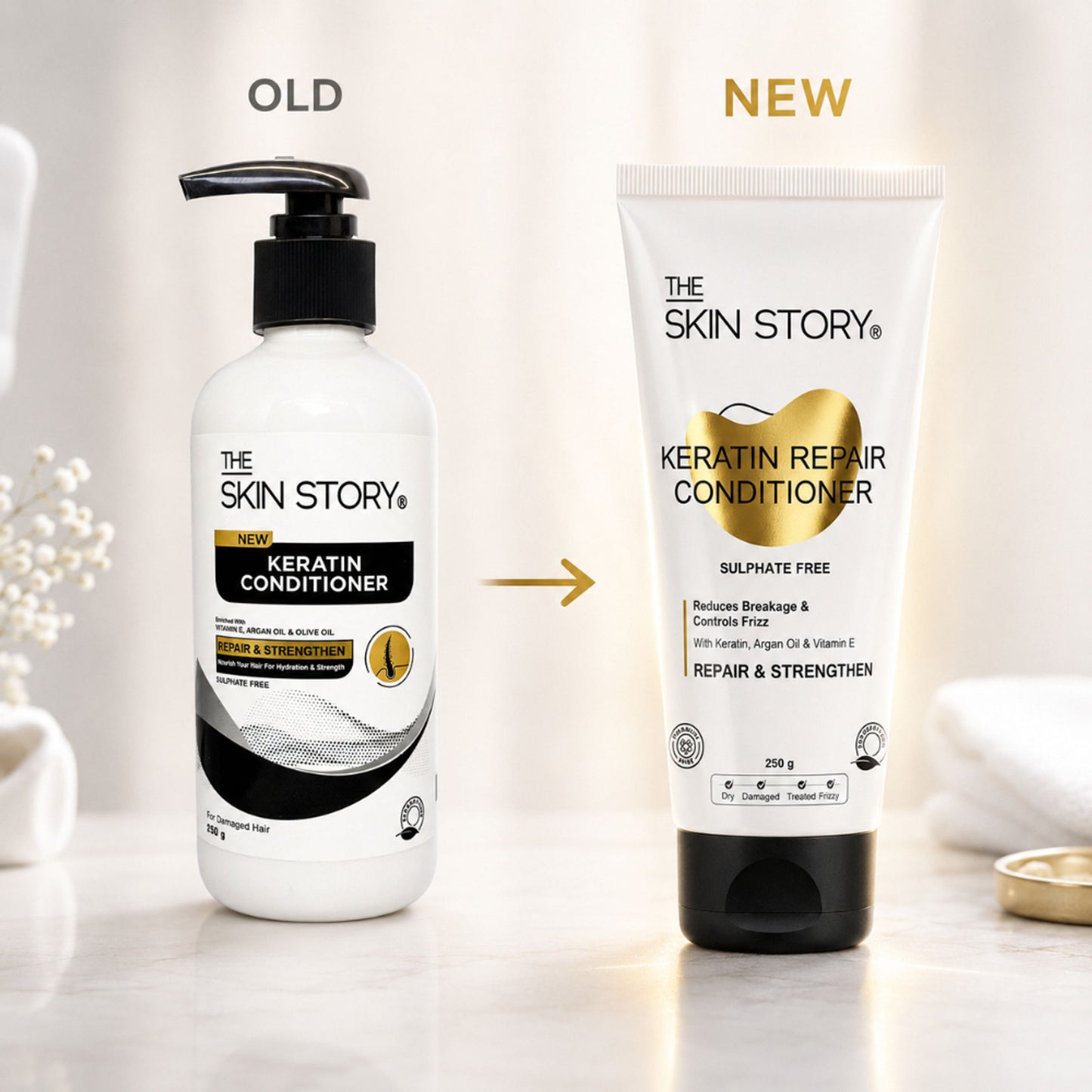 The Skin Story Sulphate Free Keratin Conditioner For Coloured Dry Frizzy Damaged Hair With Vitamin E