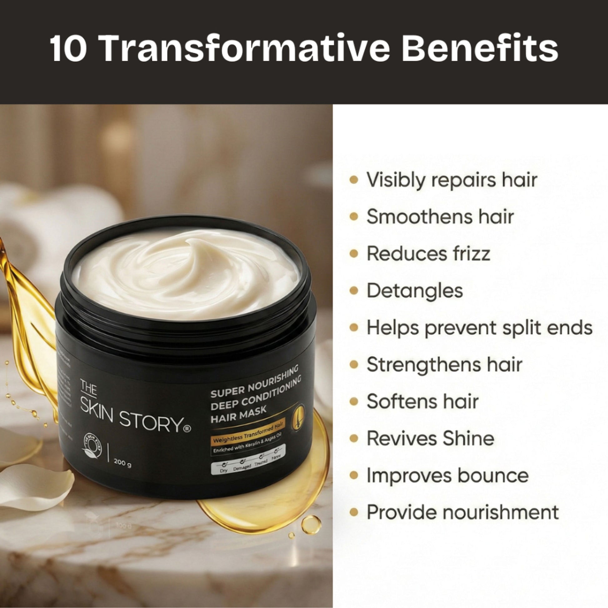 The Skin Story Sulphate Free Keratin Protein Hair Mask For Dry Frizzy Hair Spa Like Nourishment