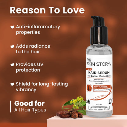 The Skin Story Colour Protection Anti Frizz Hair Serum For Coloured Treated Hair, Non Sticky Shine