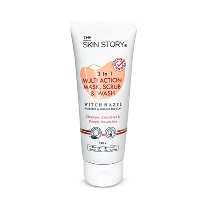 The Skin Story 3 in 1 Multi Action Face Mask, Scrub & Wash For Deeply Cleansed, Healthy Looking Skin