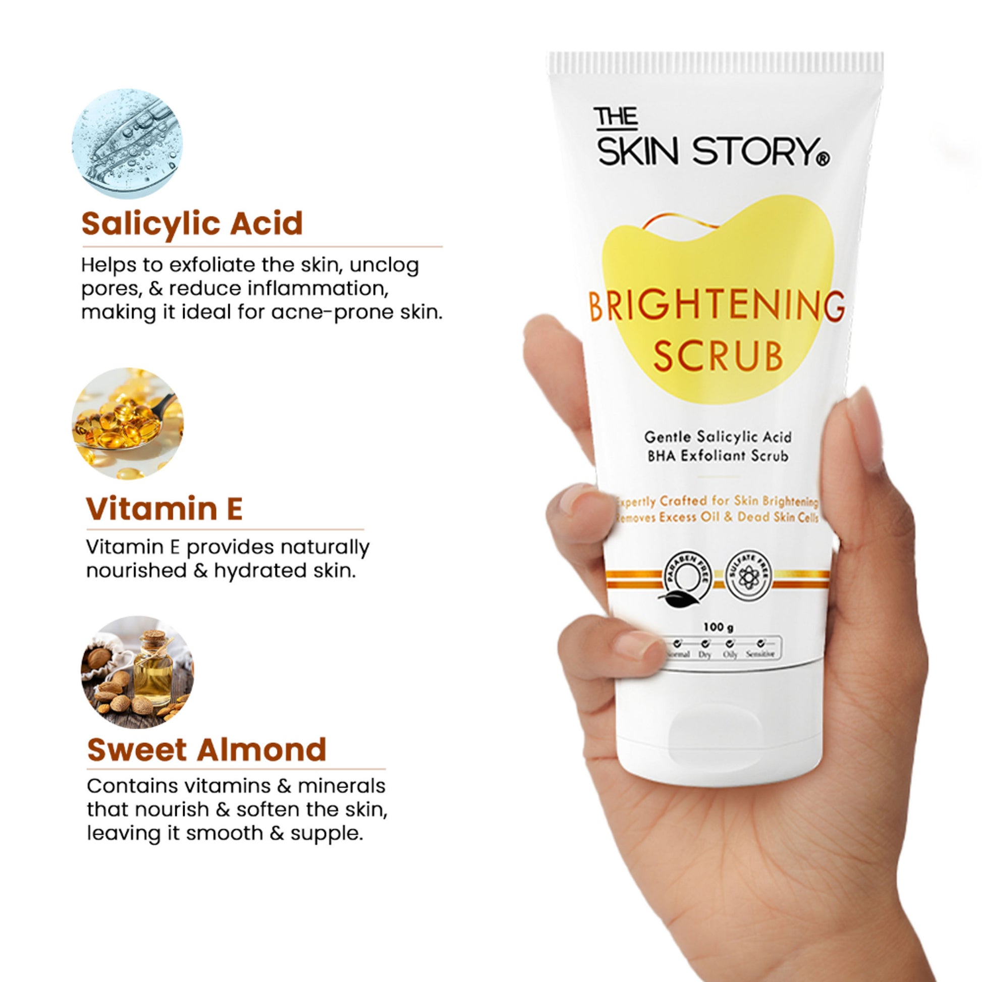 The Skin Story Salicylic Acid Brightening Face Scrub Removes Tan Excess Oil Blackheads & Whiteheads