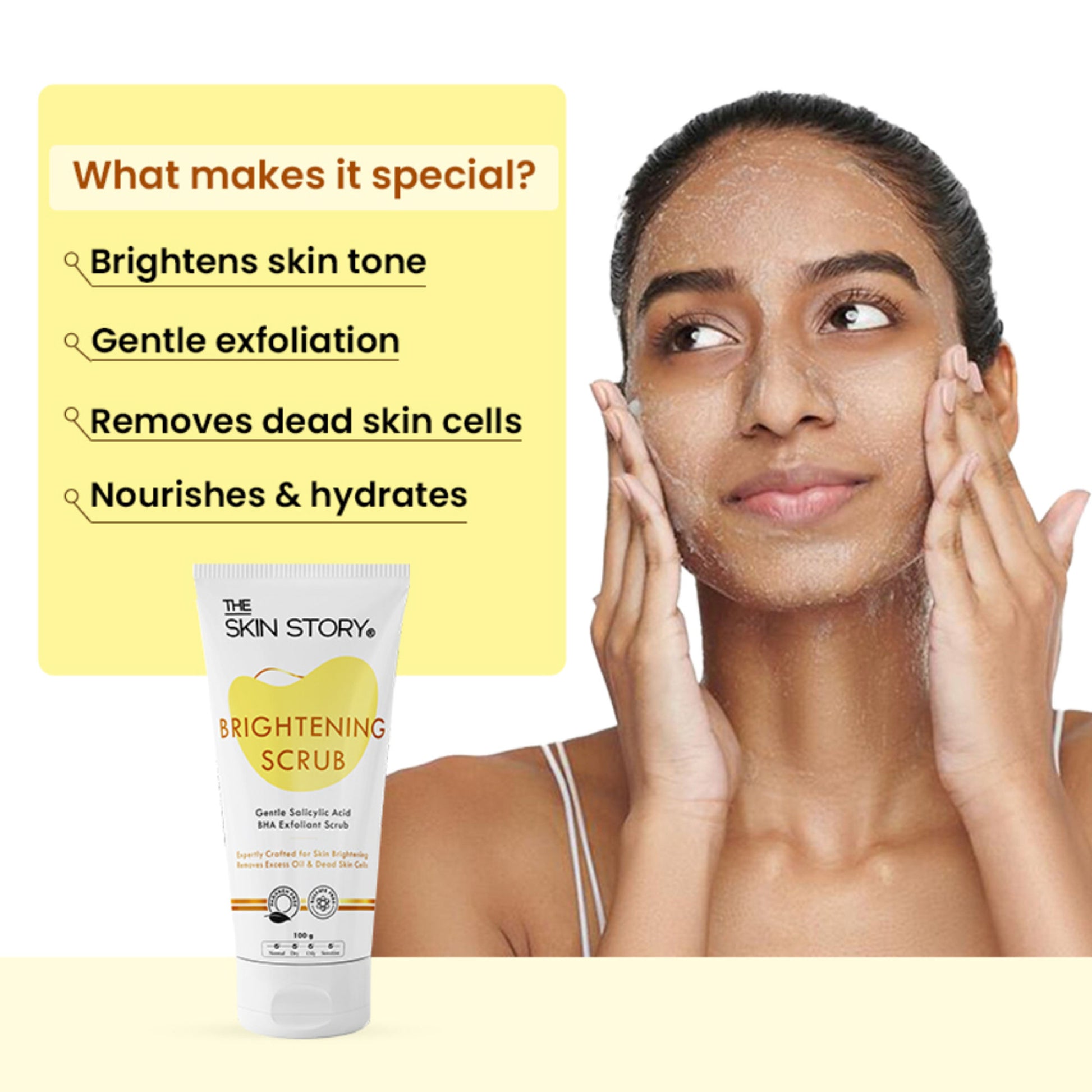 The Skin Story Salicylic Acid Brightening Face Scrub Removes Tan Excess Oil Blackheads & Whiteheads