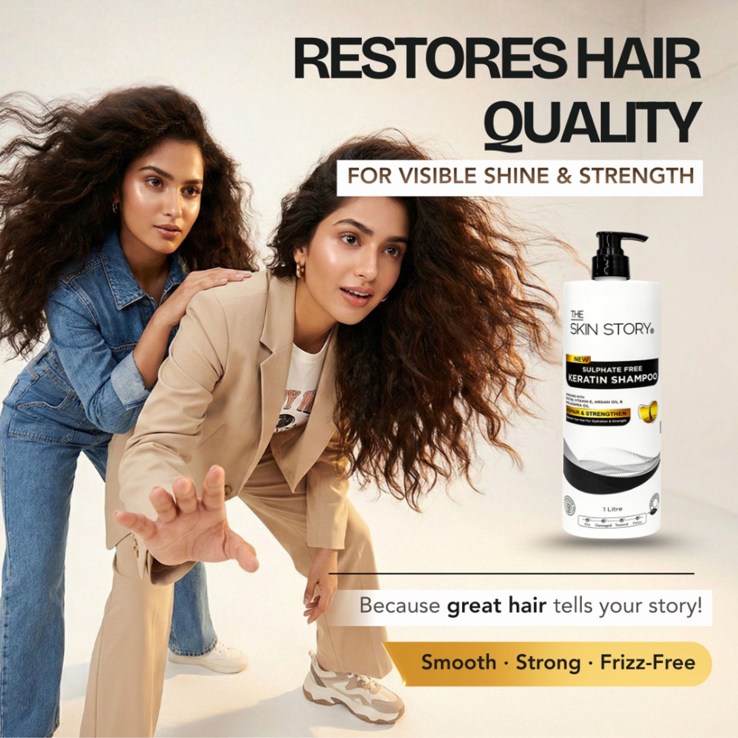The Skin Story Sulphate Free Keratin Smooth Shampoo For Coloured Treated Hair Prevents Damage Frizz