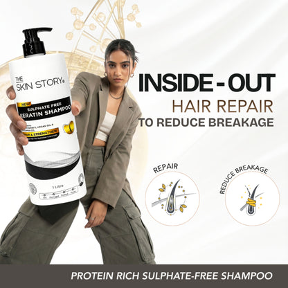 The Skin Story Sulphate Free Keratin Smooth Shampoo For Coloured Treated Hair Prevents Damage Frizz