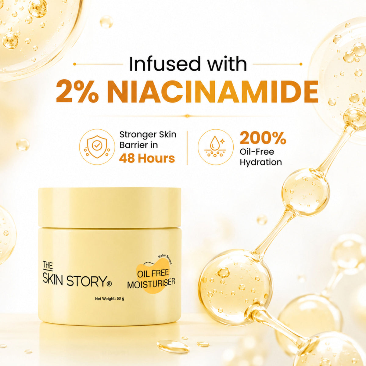The Skin Story Oil Free Face Moisturizer For Oily Acne Prone Skin Hydrates Adds Glow - Niacinamide
