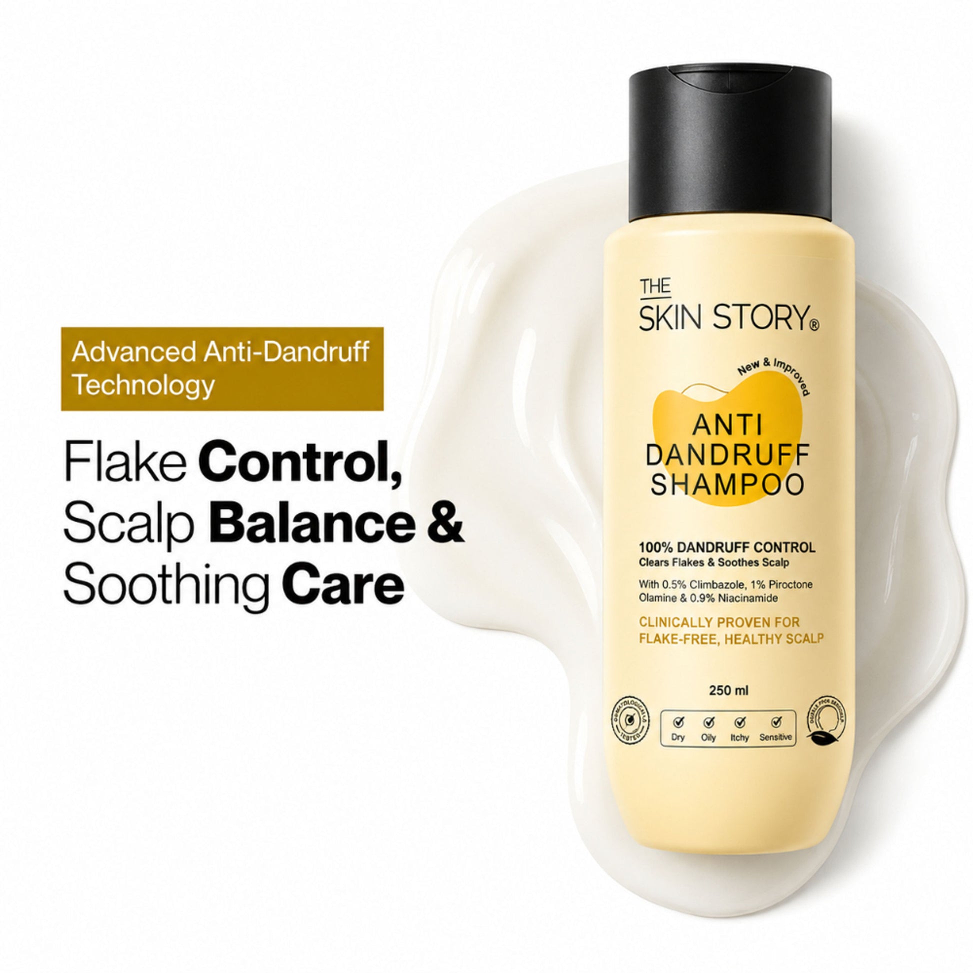 The Skin Story Anti Dandruff Deep Ceansing Shampoo Calms & Soothes Scalp With Saniscalp & Argan Oil